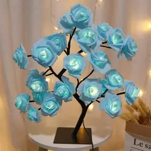 LED Rose Tree Light, USB Powered DIY Artificial Tree Light, Desktop Decoration Light for Home Bedroom Living Room Party Wedding