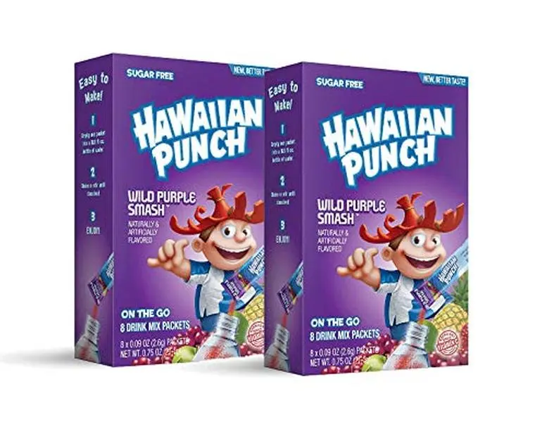 Hawaiian Punch Sugar Free Hydrating On-the-Go Drink Mix: Wild Purple Smash - 2 Pck (16 Packets) Sugar-Free Hydrating Hawaiian Punch Mix