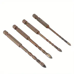 Cross Hex Tile Step Drill Bits Set for Glass Ceramic Concrete Hole Opener Brick Hard Alloy Triangle Bit Tool