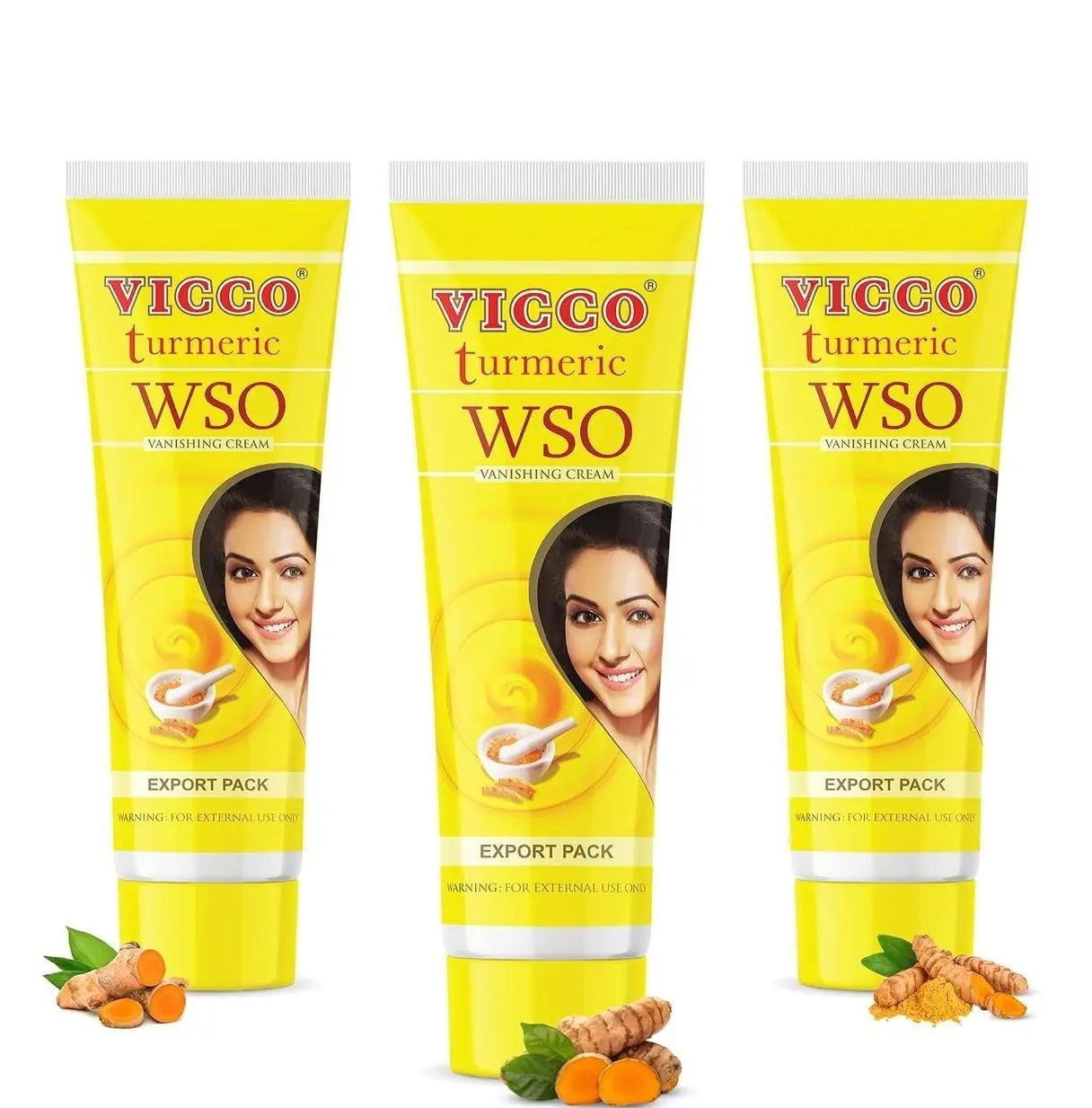 Turmeric WSO Vanishing Cream 70 Year Legacy of Ayurveda, with Turmeric for Daily Skincare, Lightweight Formula, Vegan, 100% Natural – 2.82 oz (3 Pack)