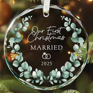 CHRISTMAS GIFT First Christmas Married Ornament 2025 – Wedding Gift for Bride & Groom