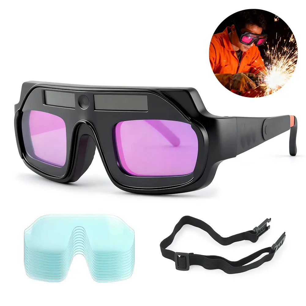 LOZLIN Auto-Darkening Welding Goggles (Tools), Shade 5-13, 1/1/1/1 Optical Rating, 1/25000s Reaction Time, Portable Safety Glasses for TIG/MIG/ARC Welding Helmet Compatibility