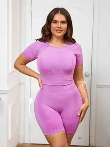 Women's Plus Size Yoga Set, Quick-Dry High-Strength Tight-Fit Summer Workout, Comfortable Fitness Clothing for Curvy Women