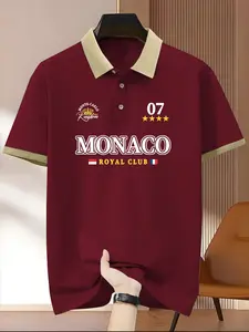 1 piece of a polo shirt specifically designed for international markets, featuring a standard fit, minimalist print, and a light luxury style. Made from 100% polyester, it offers comfortable wear with an appropriate size, suitable for daily outings, outdo