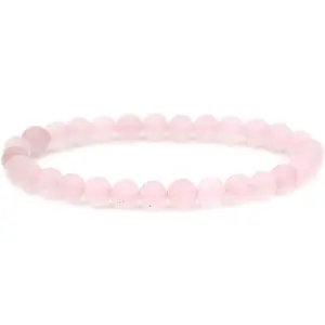 Natural Matte Rose Quartz Gemstone 6mm Round Beads Stretch Bracelet 7" Unisex