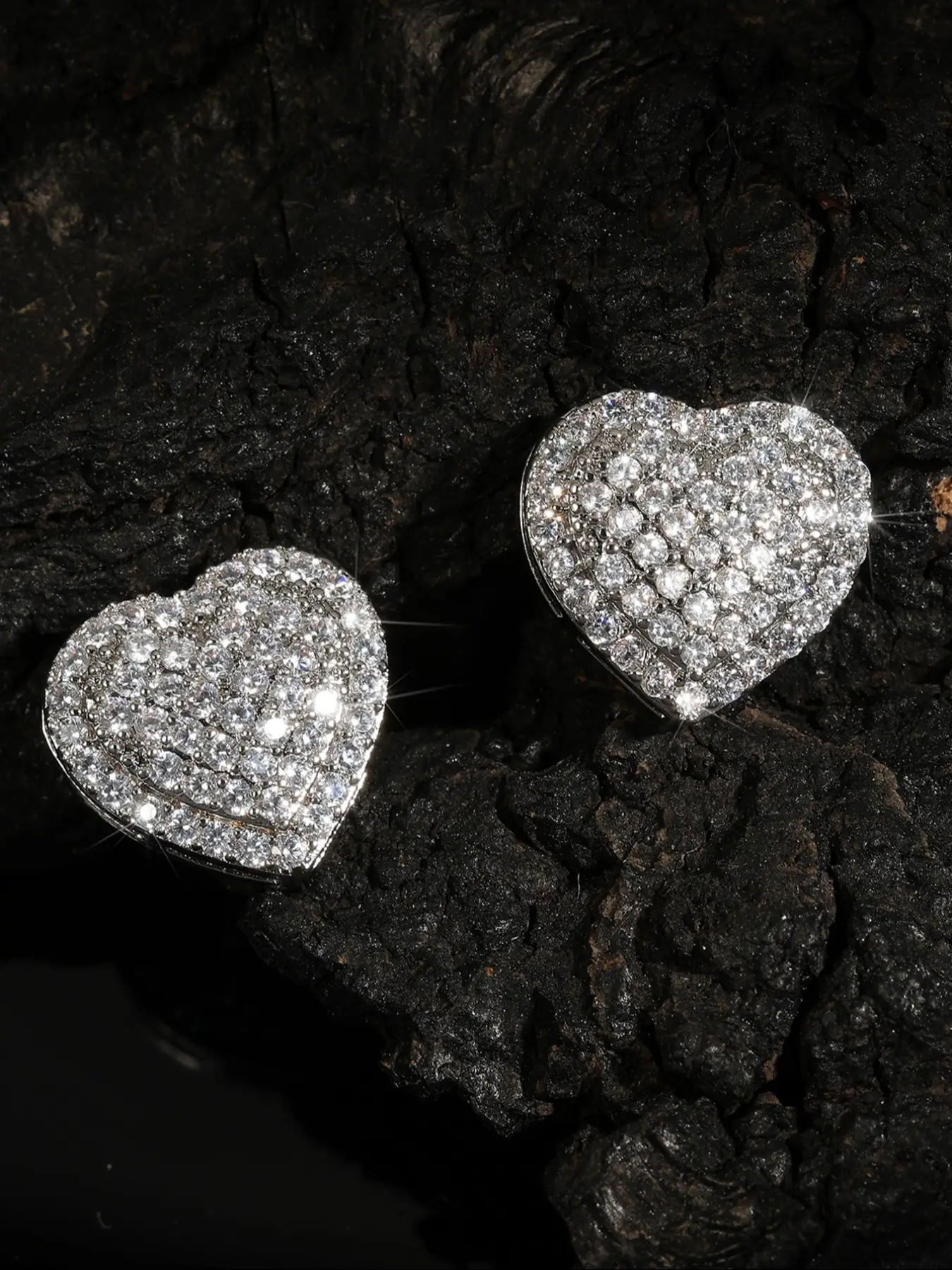 Women's Elegant Copper Zircon Earrings Set, Heart Design Studs Jewelry Gift for Women, All Season Fashion Accessories