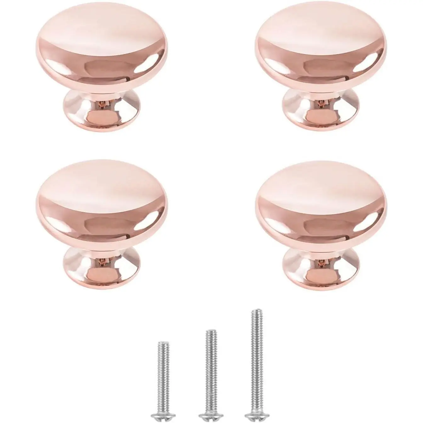 4X Polished Chrome Cabinet Hardware Round Mushroom Knob Drawer Handles 30mm/1.18" for Kitchen Cupboard Furniture Chest Door Dresser Bathroom (Rosegold)