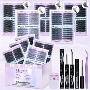 False Eyelashes Kit, 1 Box Individual False Eyelashes with Eyelash Extension Glue & Tweezers, Self Grafting Curl Eyelashes, Eye Makeup Enhancement False Eyelash Set, Cosmetic, Lash Clusters Kit, DIY Eyelash Extensions, Natural Eyelash Extensions