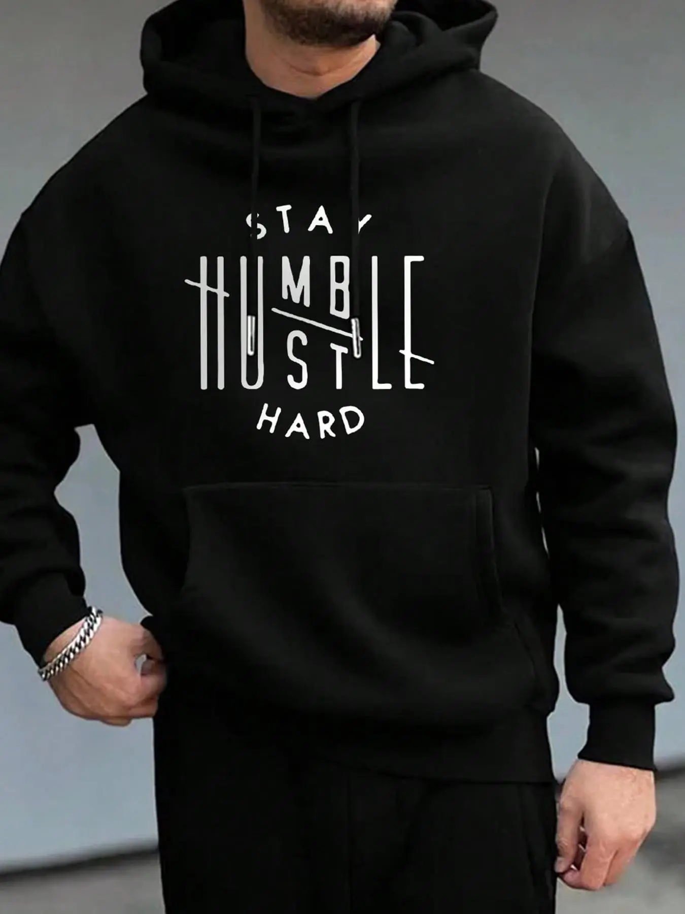 Men's Letter Print Thermal Lined Hoodie, Casual Loose Long Sleeve Hooded Sweatshirt for Fall & Winter, Men's Clothes for Daily Wear