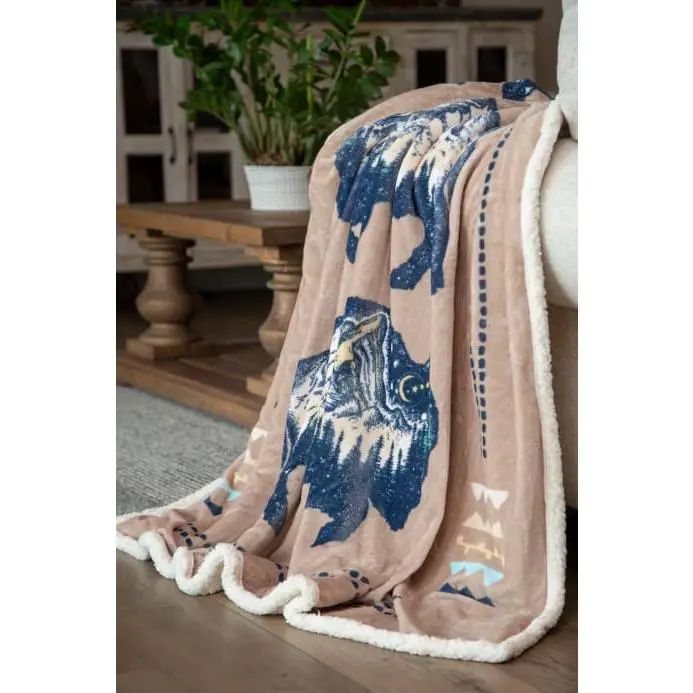 Three Buffalo Plush Throw
