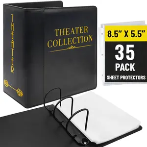 Theater Ticket Memory Binder with 35 Sheet Protectors, Faux Leather 3 Ring Album for Show Programs, Photos, Concert & Musical Keepsakes