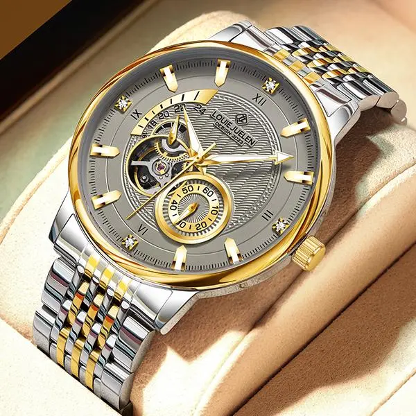 LOUIEJUELEN Men's Business Fashion Watch - Aviator Style with Sapphire Crystal, Luminous Analog Dial for Sophisticated Statement Looks, Luminous Analog Watch
