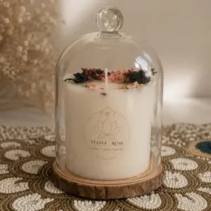 Velvet Rose Botanical Candle Cloche