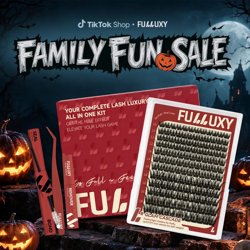 Fulluxy GLAM CASCADE Kit Everyday Luxe Volume, Long-Lasting & Easy DIY | Complete Set with Glue Remover & Tweezer for Beginners | One Layer = Bold, Luxe Volume