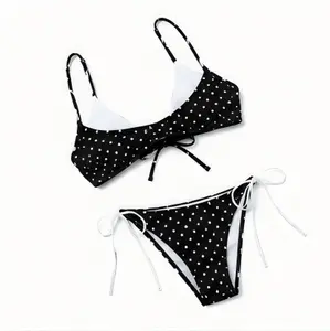 Sexy Polka Dot Bikini Set for Women - Y2K Two Piece Swimsuit with Adjustable Triangle Top & Tie Side Bottom