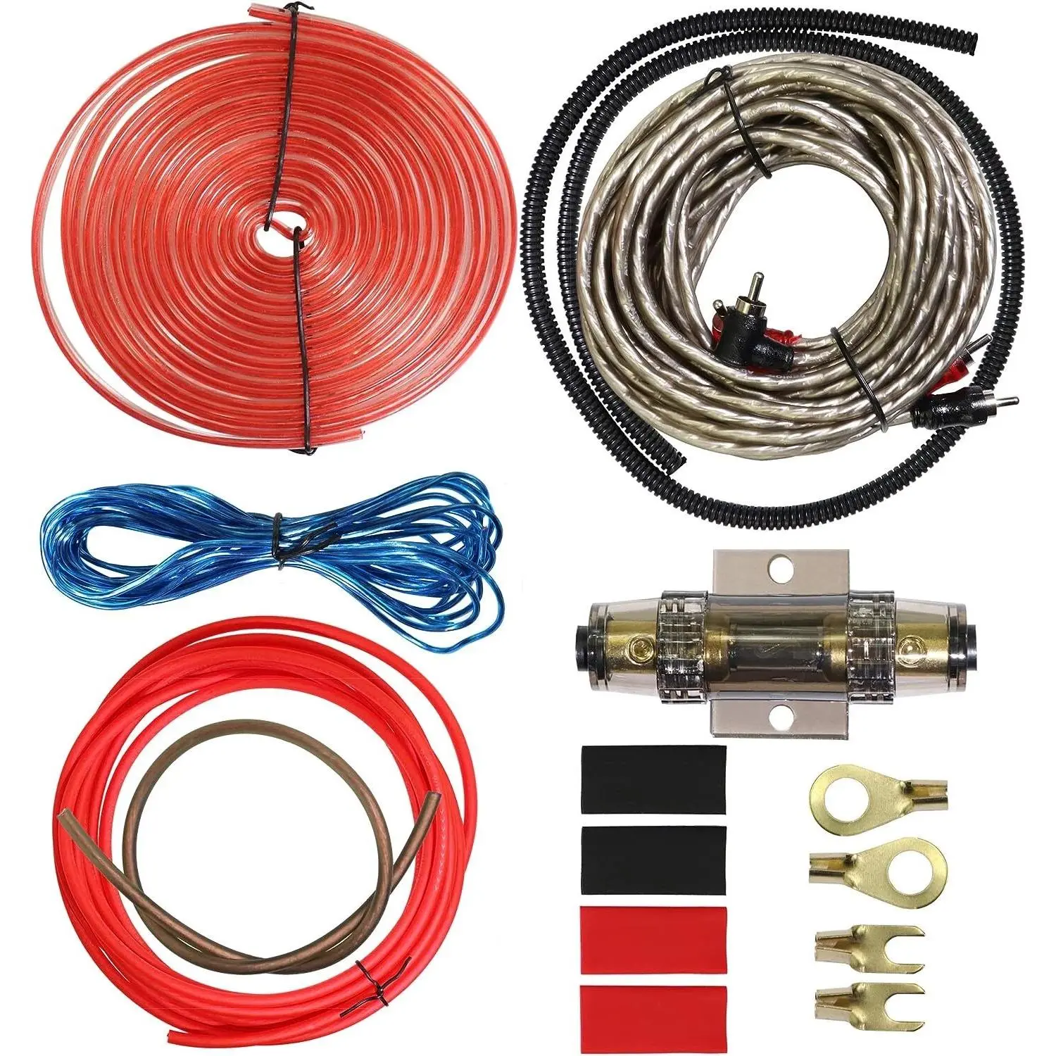 4 Gauge Amplifier Install Kit, Premium 2300W Complete Audio Wiring Set for Car Subwoofers & Vehicle Amplifiers with 60A ANL Fuse Holder, Vehicle Amplifier