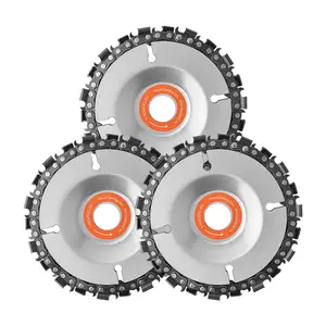 Gunpla 4" Wood Carving Chain Disc Set (3Pcs & 6Pcs) | 22-Tooth Grinder Saw Blade for 4" & 4-1/2" Angle Grinders | High-Speed Sculpting, Cutting & Shaping for Hardwood & Plastic