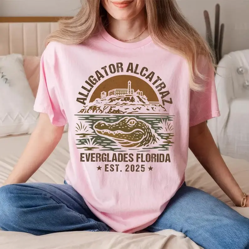 Alligator Alcatraz Shirt, Funny Florida Parody Tee, Swamp Humor Graphic T-Shirt, Everglades Gator Shirt, Dark Humor Gift for Men & Women