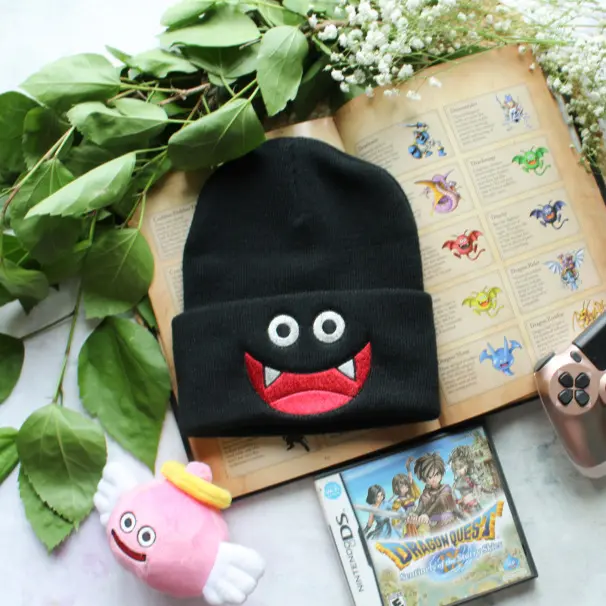 Dragon Quest Dracky Face Beanie | Embroidered | Knit Hat | One Size Fits Most