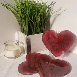 Set of 4 Heart Shaped Resin Coasters