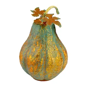 Northlight 14" Orange & Green Elongated Pumpkin Tabletop Decor