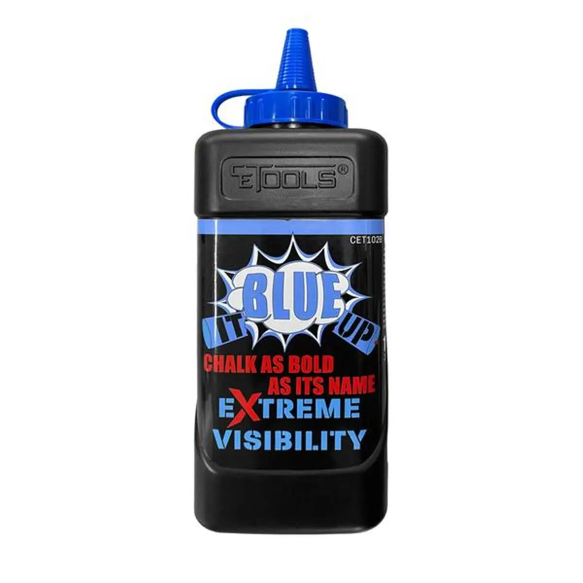 CE TOOLS 10 oz Bold Blue Hand Chalk Line Powder - Extreme Visibility, Semi-Permanent Formula for Outdoor Sports