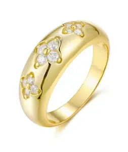 Celestial Floral Band Ring with Moissanite Accents