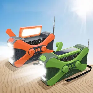 Portable Solar Power Bank with Hand Crank Emergency Radio, AM/FM/NOAA Weather Alert, LED Flashlight Reading Lamp, SOS Alarm, Headphone Jack USB Phone Charger for Camping Survival Emergency Kit