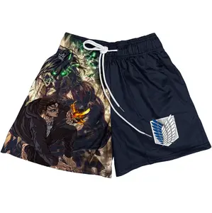Attack On Titan Eren Yeager Culture Shorts Knee Pants for Athletic Workout and Walking, Unisex Shorts with Four Pockets