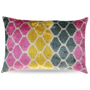 Canvello Pink Gold Gray Hexagon Pillows For Couch - 16x24 in