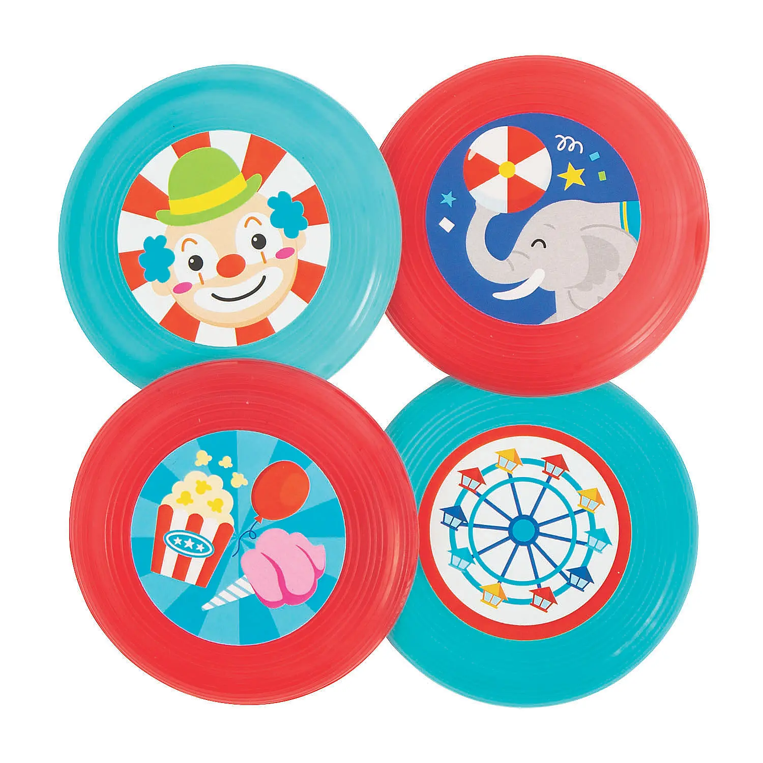 72-Pack Carnival-Themed Mini Plastic Flying Discs, 3.5 Inch Disc Sports Toys for Kids' Party Favors, Outdoor Game Equipment