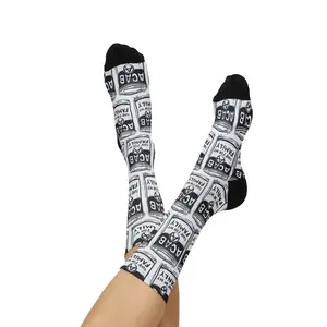 ACAB soup for my family block print — Black & White Statement Crew Socks