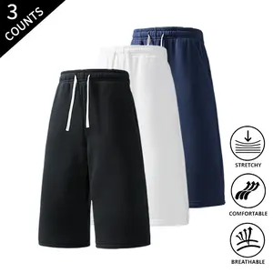 3-Pack Summer Vibes Men’s Elastic Waist Casual Cropped Pants – Lightweight Everyday Outdoor Pants