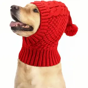 Knit Pet Hat for Dogs - Warm Winter Earflap Cap with Pom-Pom, Stylish Clothing Headwear for Medium & Large Dogs