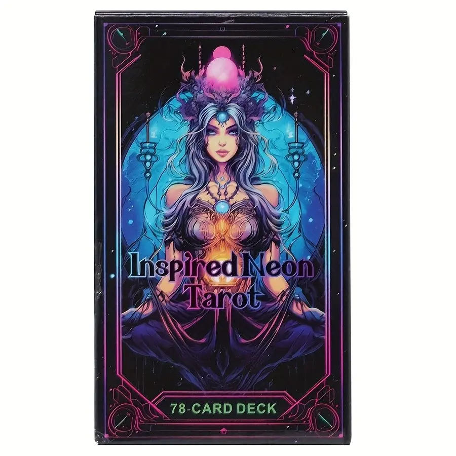 Dreamy Tarot Oracle Cards, 78 Inspirational Neon Oracle Cards, Ideal for Beginners, Tarot Reading, Fortune-Telling Game, Perfect for Holiday Family Gatherings, Activities