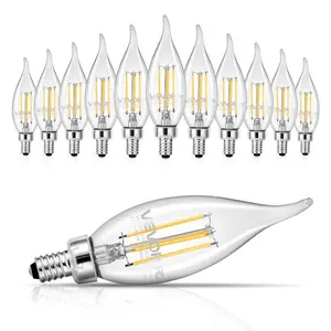VEVOR LED Candelabra Bulbs, 12-Pack Dimmable Chandelier Light Bulbs, Vintage Flame Tip Candle Light Bulb with 2725K Warm Lighting, 90+ High CRI E12 Base for Chandeliers, Wall Sconces Table Lamps