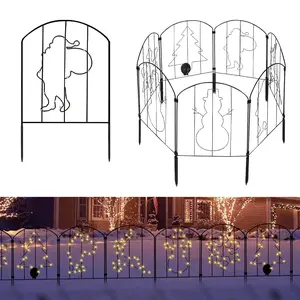 10pcs Solar LED Christmas Outdoor Fence Lights, Santa Claus, Snowman, Christmas Tree LED Lights, Suitable for Yard