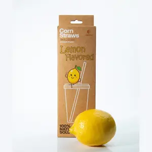 Lemon Flavored Corn Based Drinking Straws 7.75" - 6mm