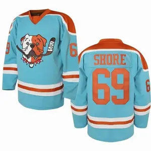 Letterkenny Sudbury Blueberry Bulldogs hockey jersey # 69 Shoresy Hockey Jersey Mint Shore TV Series Adult Hockey Jerseys Dog Head V-Neck Long Sleeve Uniform Hockey Jersey Christmas Eve gifts Holiday
