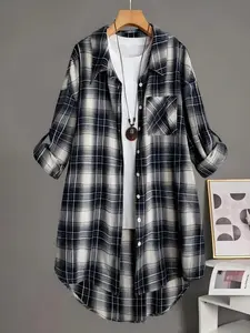 Classic Scottish Tartan Shirt, Medium-Length Spring & Fall Wear, Loose-Fitting Design, Perfect for Casual