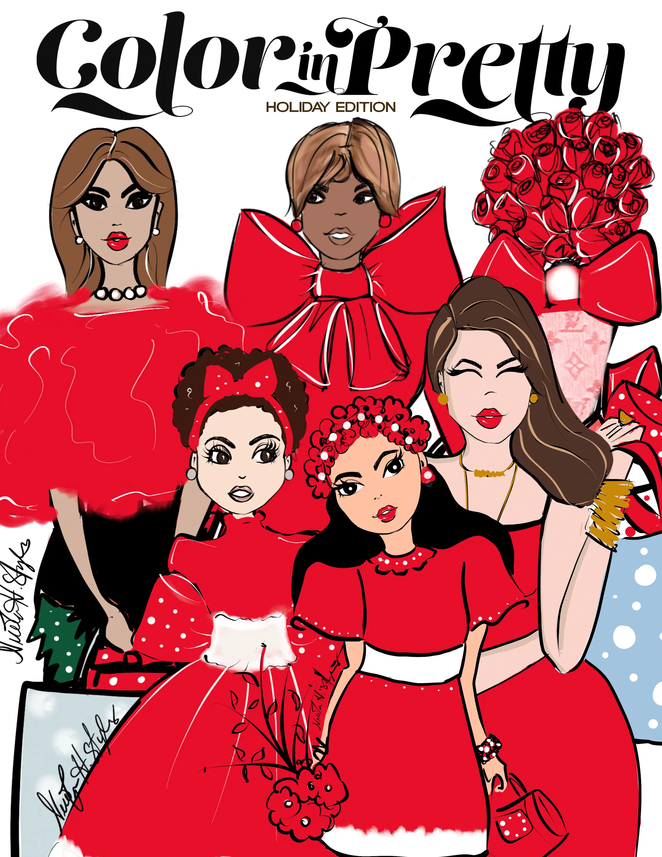 Color In Pretty Holiday Edition Coloring Sheets Collection for Festive Crafting with Unique Designs & Variety of Characters Perfect for Holidays