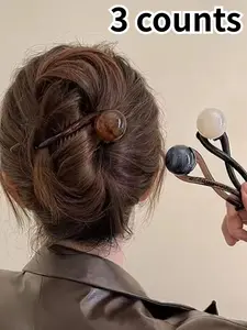 Minimalist Temperament Bead Decor Hair Clips, Boho Style Hair Accessories for Women & Girls, Vintage Hair Accessories for Daily Wear