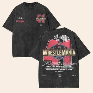 VINTAGE TEE | Wrestlemania 41 American Wash Shirt, WWE Shirt, Graphic Tee , Unisex T-Shirt, men gifts Menswear Underwear men Top Prints Cotton Fabric classic fan oversized casual wrestling shirt wwe fan