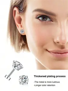 1 Pair Stud Earrings With Flat Back Nap Earrings For Women Gift, Surgical Stainless Steel Zirconia 18K Gold Plated Stud Earrings, Cubic Zirconia Cartilage Earring Jewelry, Studs Earrings (2/3/4/5/6/7/8mm)