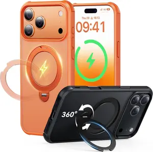 360° Rotating Magnetic Stand (Pro Version) for iPhone 17 Pro Case (MagSafe Compatible) [Military Grade Drop Protection] Matte Translucent Shockproof Protective