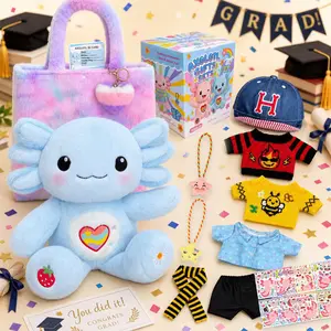 Kireidane Cute Axolotl autism support Plush Gift Set with 12 Pcs Axolotl Stuffed Animal Clothes & Accessories, 13-Inch Axolotl Toy, Birthday Gifts for Girls Kids Ages 4-12