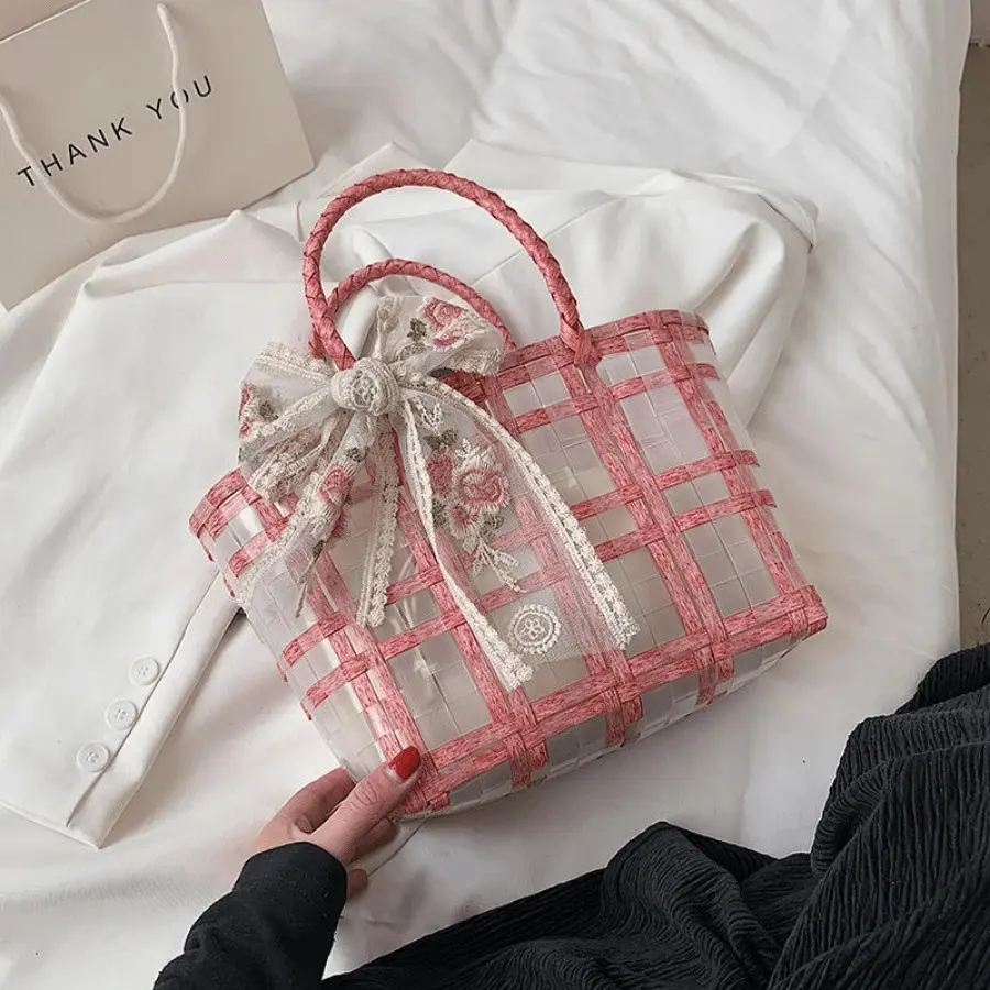 Gusure Transparent Jelly Beach Bag Summer Shopping Bags For Women Travel Clear Clutch Basket Shoulder Bags Ladies Handbags Purse