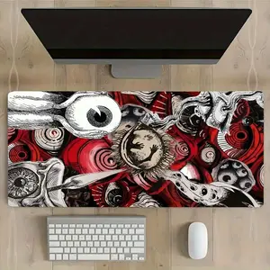 Creative Horror Evil Eye Pattern Mouse Pad, Rectangle Gaming Mouse Pad, Natural Rubber Non-slip Desk Keyboard Mat, Gaming Desk Accessory, Desktop Accessory for Home Office Use