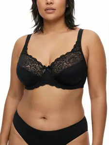 Women's Plus Size Full Coverage Underwire Bra, Lace Design, Comfortable Fit, Suitable for Daily Wear and Special Occasions