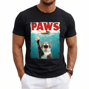 Summer t Shirts PAWS Parody Cat Mouse Humorous Cat Chasing Mouse Kitten T-Shirt